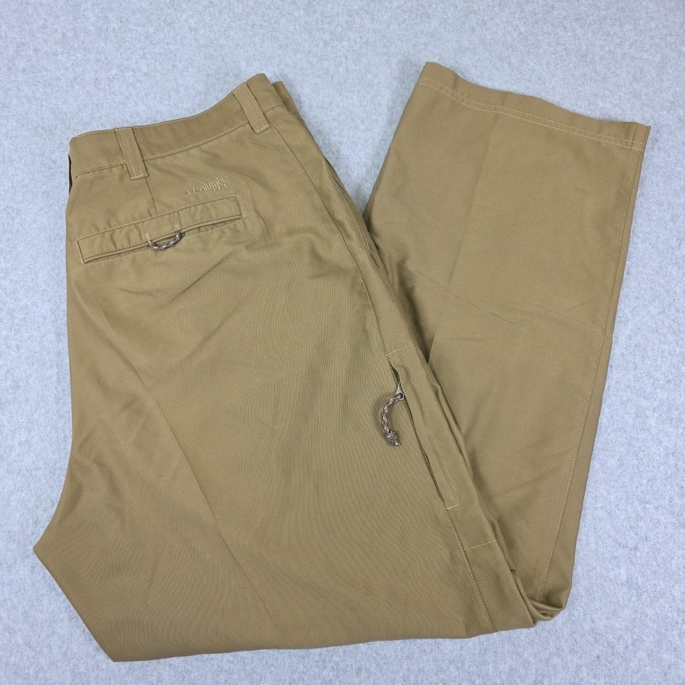 Columbia XCO‎ Pants Men's Size 40x32 Beige Pleated Straight Leg Hiking / Outdoor